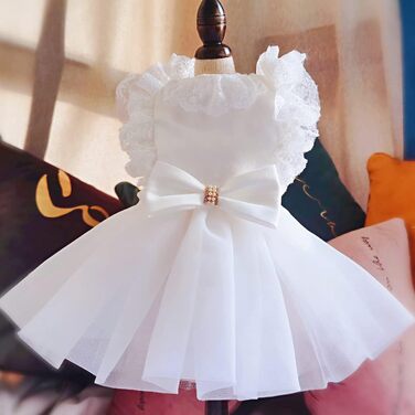 Біле сукня для собак та котів з бантиком, Тюту, для свят та вечірок, розмір L