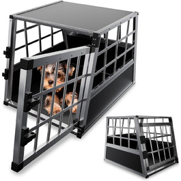 Транспортна переноска для собак Juskys Alu M - алюмінієва переноска для собак, 69x54x51 см, міцна та легка у догляді