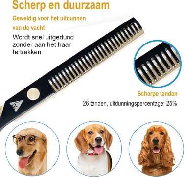 Професійний набір ножиць для собак Achilles 6 дюймів - чорний та золотий