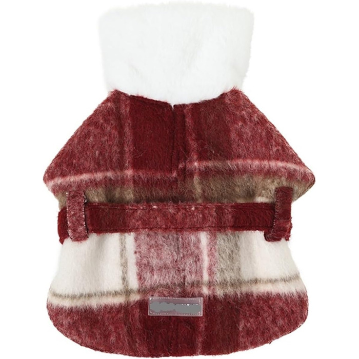 Вовняний теплий зимовий плащ для собак з червоним флісовим підкладкою, розмір L, червоний