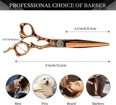 Набір професійних ножиць для грумінгу собак 6 дюймів: прямі та розріджуючі ножиці з японської сталі