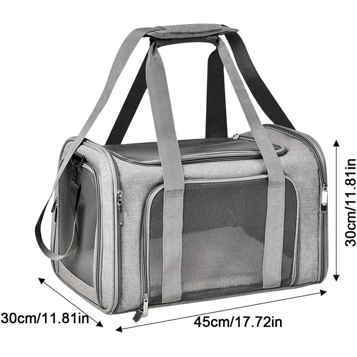 Складана переноска для собак та котів - переноска для тварин для подорожей, кемпінгу та авто (Сірий)