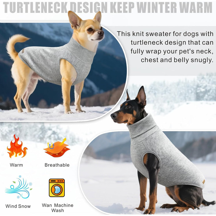 Світшот для собак Mosucoirl: теплий пуловер для маленьких, середніх та великих собак XS-4XL сірого кольору