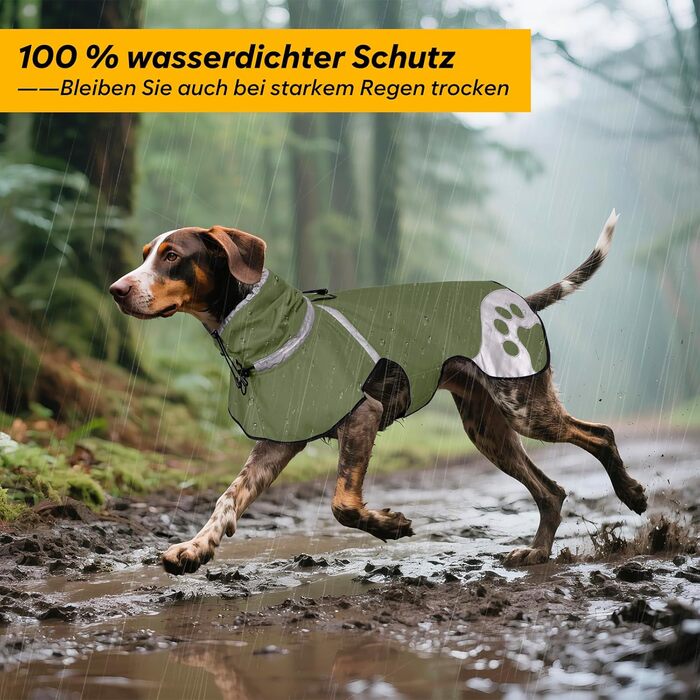 Водонепроникний дощовик для собак, дощова куртка з відбивачем, XL, армійсько-зелений