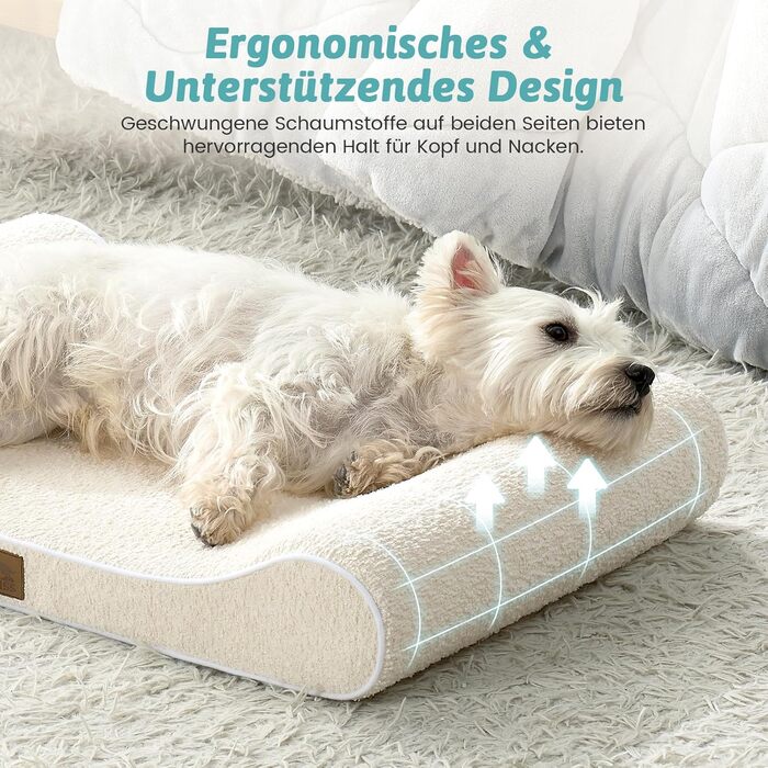 Лежанка для собак, 90x60x13 см, з високим бортиком - ортопедичний лежак для собак з корисного, водовідштовхувального та неслизького матеріалу у формі човна, підходить для собак до 29 кг, бежевий колір, розмір M