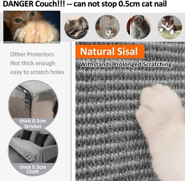 Захист дивану від кігтів котів NATUYA: меблевий захист, легко знімається, сірий, для дому