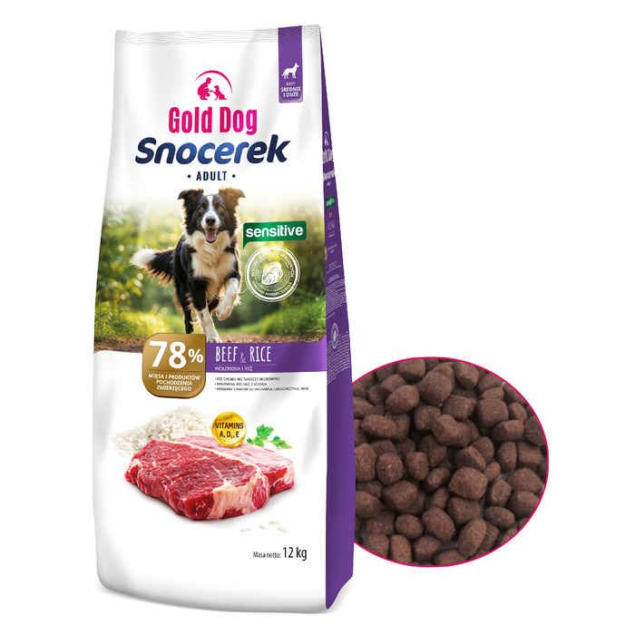Корм для німецьких вівчарок Gold Dog Snocerek Sensitive 12кг, яловичина та рис 28/16 MONO