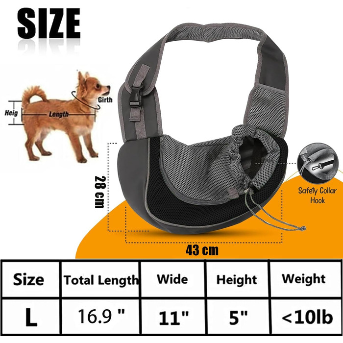 Сумка-переноска для собак і котів, чорна. Ідеальна для прогулянок та активностей на свіжому повітрі. Регульоване плече.