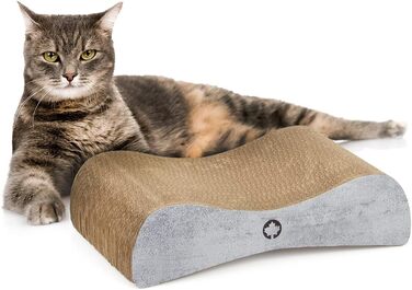 Котячий дряпак Satellite Small - чорний, з котячою м'ятою | Дряпак для котів з картону, бетонування | 37 x 10 x 23 см