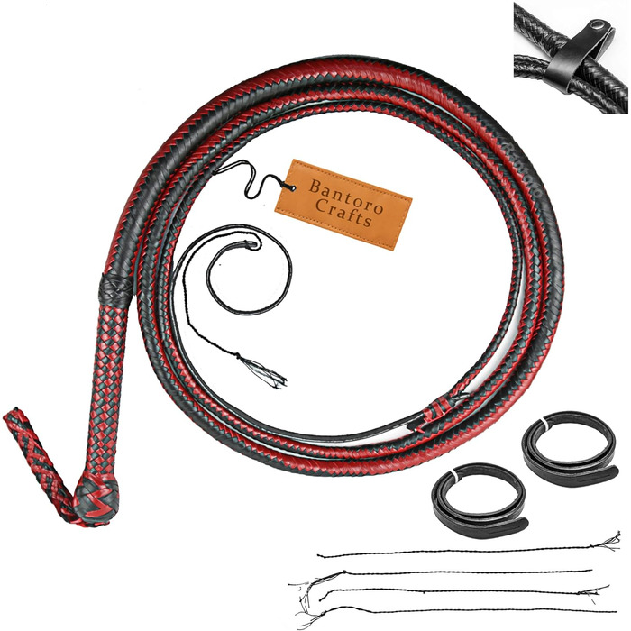 Плетена батіг з натуральної шкіри кенгуру, 1,2-7,3 м, 16 плетінь, для професійного використання