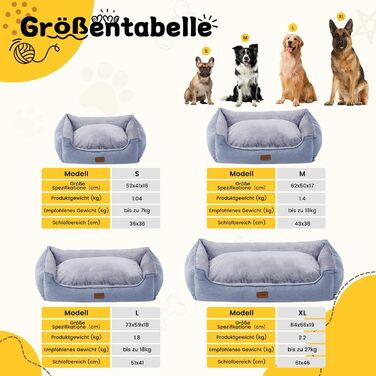 Ортопедичне ліжко для собак маленьких та середніх порід, 52x41x16 см, м'яке та зручне, кошик для собак з високим бортиком, знімний та пральний чохол, неслизьке, світло-сірий, для дому та авто