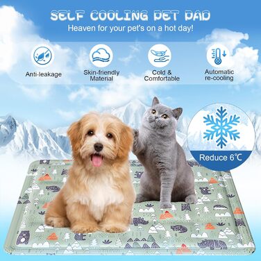 Кühlmatte Hunde: Охолоджуючий килимок для собак та котів 50x65 см. Самоохолоджуючий, водовідштовхуючий, з нетоксичним гелем. Для дому та вулиці.