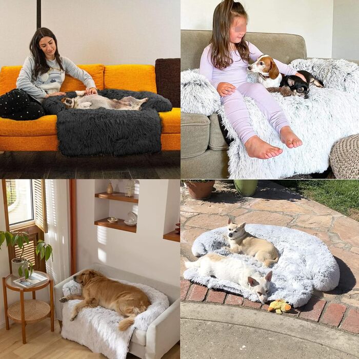 М'який лежак для собак з флісовою ковдрою - захист дивану та багажника (Сірий, S)