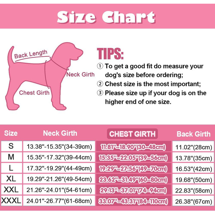 Зимова куртка для собак EMUST, тепла та вітронепроникна, для середніх собак, рожева, розмір M (L, нова)