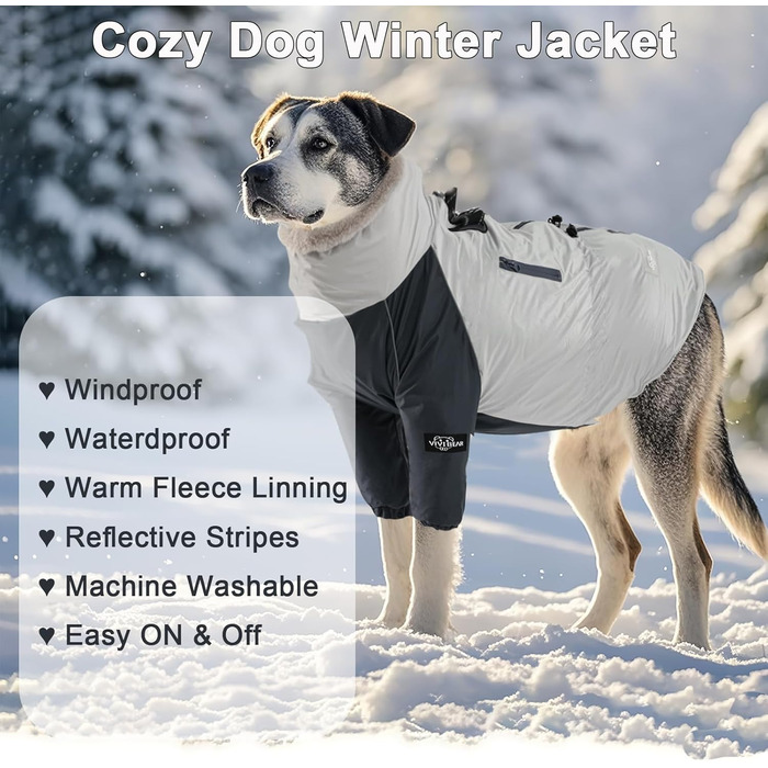 Водонепроникний та вітронепроникний теплий зимовий одяг для собак середніх та великих порід. Куртка для собак, спортивна жилетка для собак, теплий костюм для собак з кріпленням для шлейки та кишенею. Підходить для прогулянок, походів та подорожей. Сірий к