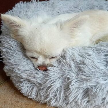 Кругле ліжко для собак ZINN, м'яке, миється, велике, світло-сіре, розмір M (70 см)