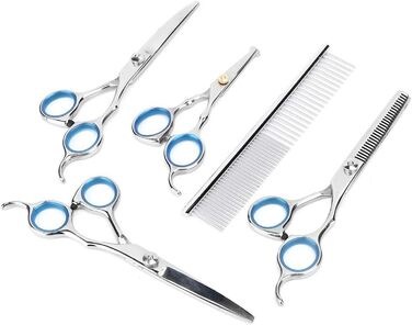 Набір професійних інструментів для грумінгу собак EVTSCAN: ножиці, триммер, ножиці з гребенем (6 шт)