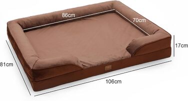 Ортопедичне ліжко для собак великих порід, ергономічне собаче ліжко з піною у формі яйця, водовідштовхуваче ліжко для собак, 89x63 см, світло-сірий (Braun, L 106 x B 81 x H 17 см)