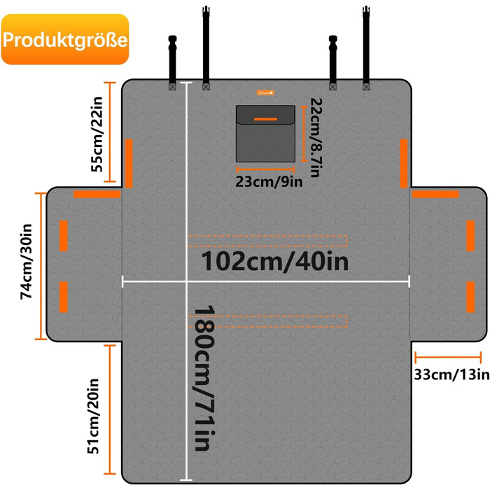 Захист для багажника автомобіля Alfheim для собак - водовідштовхувальний та легкий у догляді - універсальний. Килимок у багажник з захистом краю вантажного отвору (чорний, потовщений)