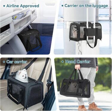 Транспортна сумка для собак та котів Petsfit, чорна, складана, дихаюча