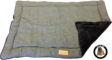 Ортопедична подушка для собак Ellie-Bo, з віскоеластичної піни, з підкладкою з імітації замші, з натуральним хутром, розмір S, 61 см, чорна (XXL - 117 x 75 x 3 см, двостороння твід та імітація чорного хутра)