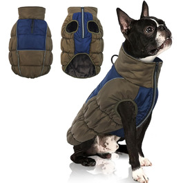 Зимові куртки та зимові пальта для собак IECOii, тепла зимова куртка для собак, пальта для собак, зимові пальта для собак, куртка-жилет для собак, теплий зимовий одяг для собак, водонепроникні куртки для собак, зелений колір, розмір M (обхват грудей: 53 см), армійсько-зелений