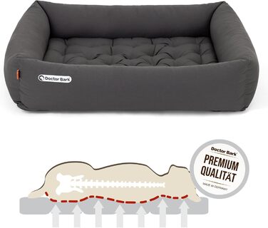Ортопедичне ліжко для собак Doctor Bark - миється до 95°C, гігієнічне, без запаху, для середніх собак, сірий кошик з лежаком (L - 90x80 см)