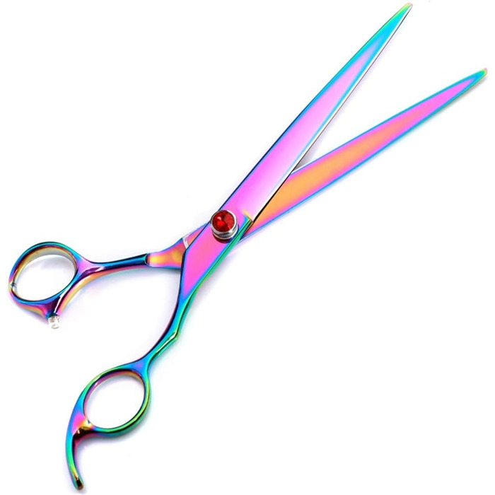 Професійна ножиця для стрижки собак Profi Hunde Haarschere, 8.0 дюймів, ефілююча ножиця, вигнута ножиця, гребінець для грумінгу, фіолетовий колір