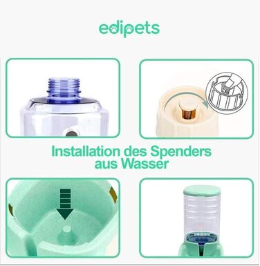 Автоматичний диспенсер для корму для котів та собак Edipets, 2 контейнери, 3.8L, зелений
