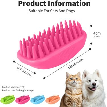 Грумінг-щітка PETCUTE для котів та собак: масажна, миюча, неслизька, рожева