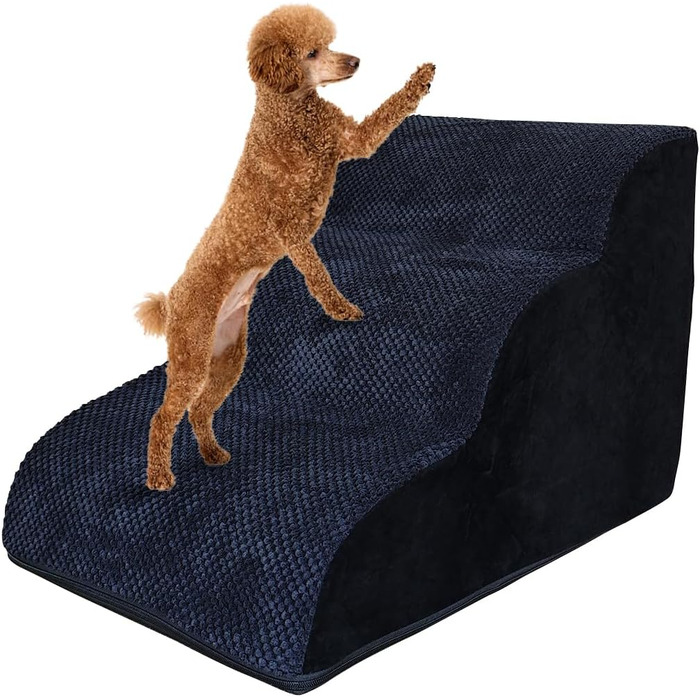 Східці для собак Galatée: міцні, з неслизьким покриттям, 3 сходинки, для високих ліжок/диванів, підходять для травмованих та літніх собак, котів (чорний)