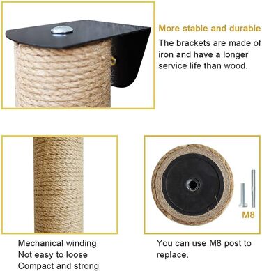 Дряпка для котів, 81 см, з полицями, для дому (оновлення з джютового мотузка)