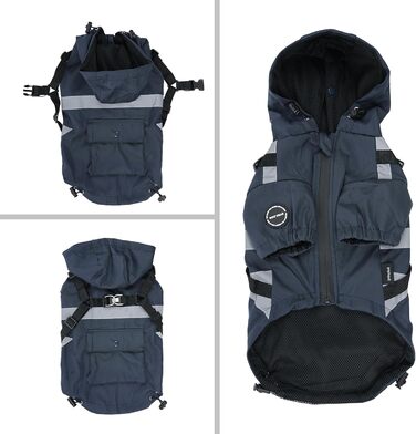 Водонепроникний дощовик для собак, куртка для собак малих та середніх порід, дощовик з кільцем для повідка - Стиль A, темно-синій, розмір S Стиль A темно-синій S