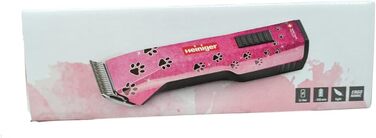 Набір для стрижки собак EHASO HEINIGER Profi Saphir: акумуляторна машинка, насадки, миска для води (рожева)