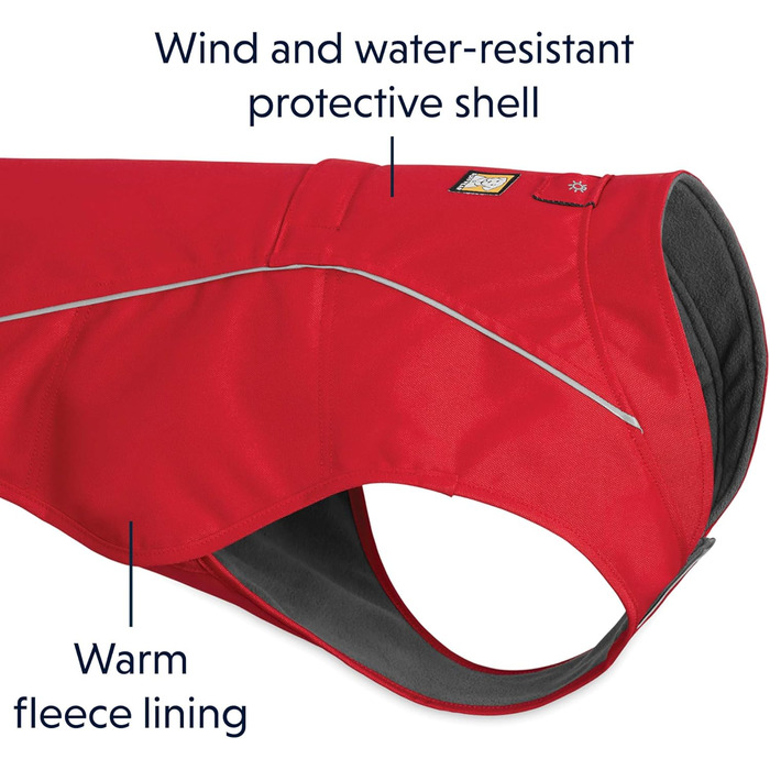 Ruffwear міцна куртка для собак з флісовою підкладкою, для мініатюрних порід, розмір XXS, червона (Red Currant), модель Overcoat
