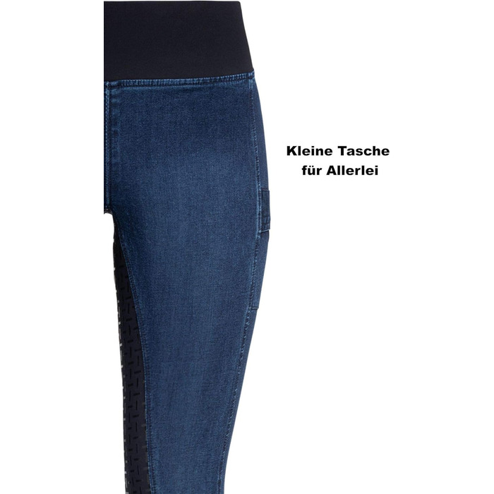 Джинсові легінси для верхової їзди RIDERS CHOICE з повним силіконовим покриттям та кишенею для телефону - RidersDeal Collection, 32, Темно-синій