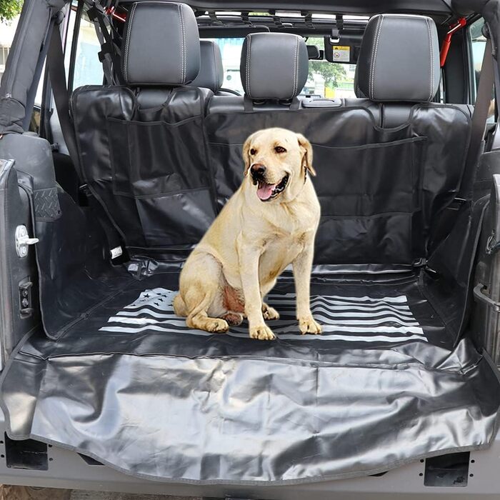 Водонепроникний килимок-автогамак для собак BESTAOO для багажника Jeep Wrangler JK/JL 2007–2025, 4-дверний, міцний оксфорд, протиковзкий, знімний, з принтом прапора США