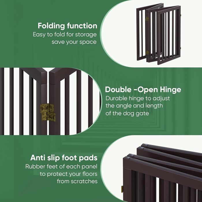 Захисне ґратка для собак з бамбука, перегородка для кімнати, 3 панелі, ширина 55