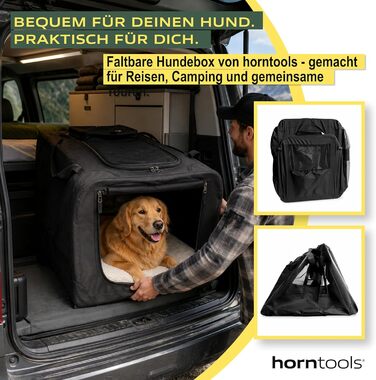 Складний переноска для собак HORNTOOLS: сумка-переноска для собак і котів 74x53x52 см з сітчастими вікнами та м'яким килимком для подорожей, кемпінгу та дому