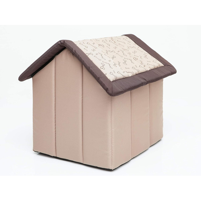 Будиночок-ліжко для собак і котів PillowPrim, середній M, 44x38 см, бежевий з кісточкою
