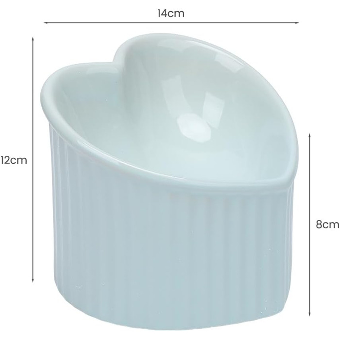 Підвищені миски для котів у формі серця, кераміка, підняті миски для котів, проти блювоти, без стресу, станція для води та корму, придатні для мікрохвильової печі, аксесуари для домашніх тварин для маленьких котів та собак (блакитні)