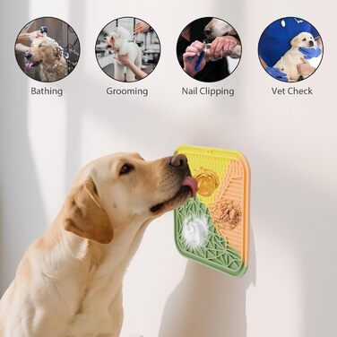 Силіконовий килимок для лизання собак та котів з присосками, багатокольоровий, для цуценят, уповільнює годування, знімає тривогу під час купання та тренувань