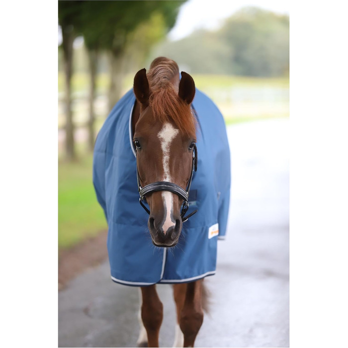 Водонепроникна поводовкова накидка для коней Marengos by Bucas Freedom Turnout 600D з підкладкою та перехресними ременями, Navy/Beige, 155 см