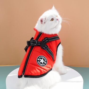 Водонепроникний жилет для собак Ectkuee на зиму, червоний (S) з D-подібним кільцем, для малих порід