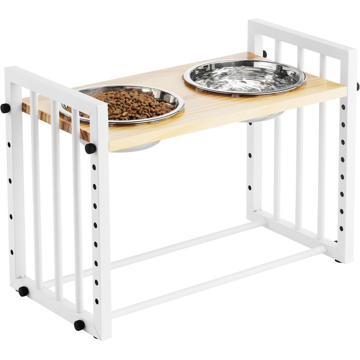 Підвищена годівниця для собак Navaris - Регульована висота, нержавіюча сталь 304, 1180 мл, миється в посудомийній машині, з клейкими точками