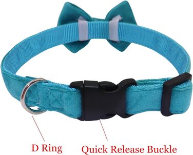 Нашийник для собак Vioett (L, Синій) з фіксуючою фігурою, м'який велюровий матеріал, для великих собак