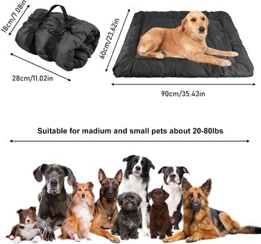 Водонепроникний килимок для собак 90 x 60 см, килимок для собак у подорожі, миючий килимок для собак і котів, портативне собаче ліжко для активного відпочинку, в авто та на вулиці, для подорожей та кемпінгу (сірий)