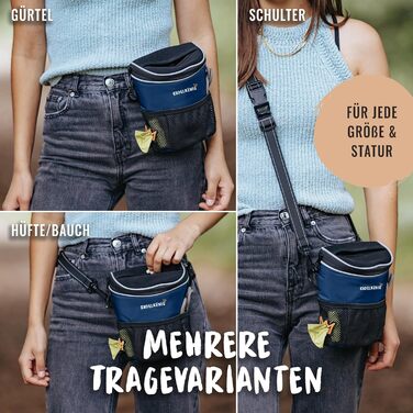 Сумка для ласощів для собак Rudelkönig - практична сумка для прогулянок та дресирування собак, фідер для собак з дозатором кульок для прибирання (Basic, Blue)