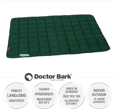 Лежак для собак Doctor Bark L, м'яка та міцна лежанка для великих собак, зелена, для дому та вулиці, прана при 95°C