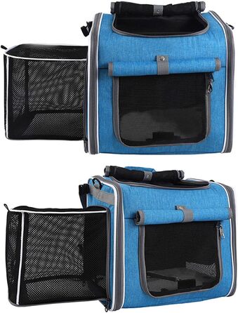 Велосипедний багажник для собак JTLB, розширюваний корзинка, водонепроникна сумка на кермо для тварин, швидке кріплення, оксфордська тканина, стильний дизайн, підходить для щоденних поїздок, серфінгу (Блакитний)